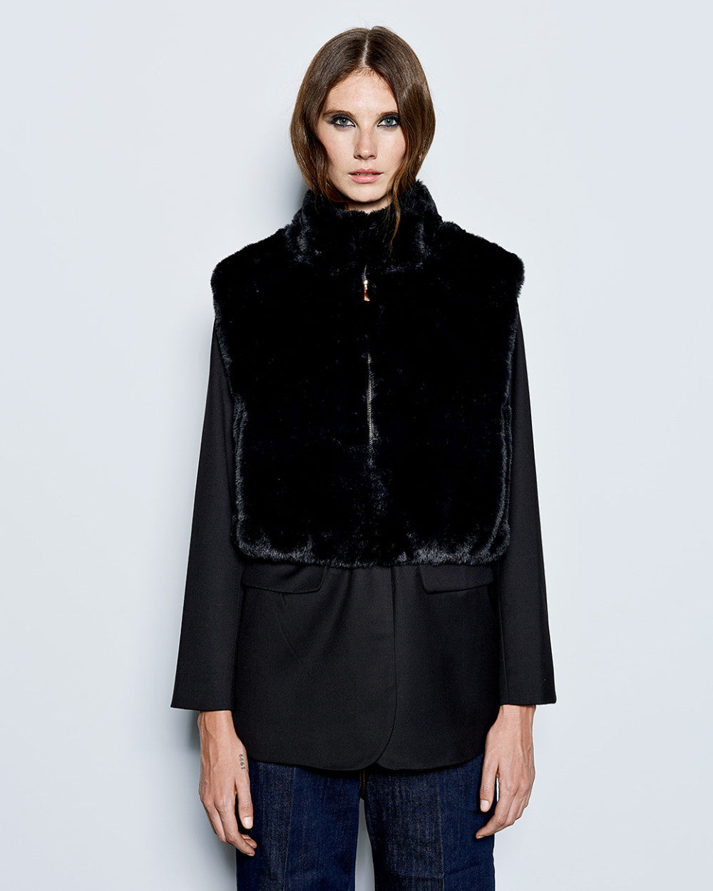 Black Faux Fur Vest