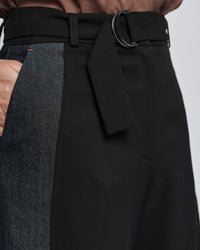 Wide Leg Pants with Denim Details