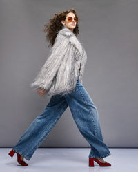Silver Long Hair Faux Fur