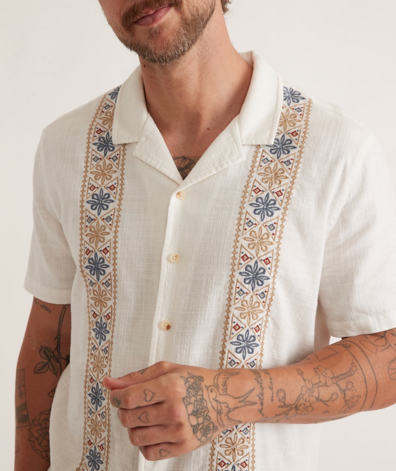 Short Sleeve Botton Down - Embroidered Suave Shirt
