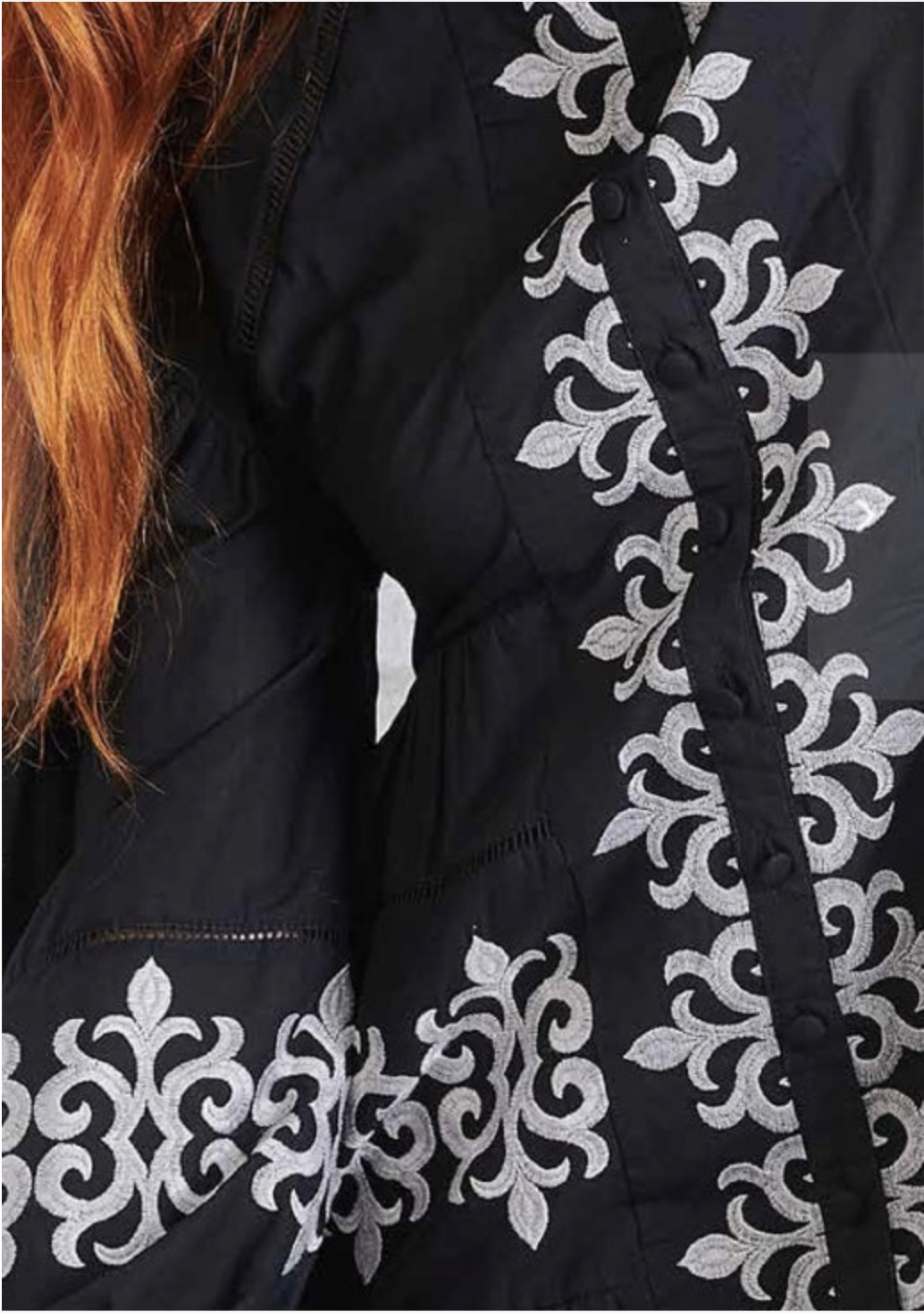 black dress white embroidery Black & White Embroidered Midi Dress - All Dresses