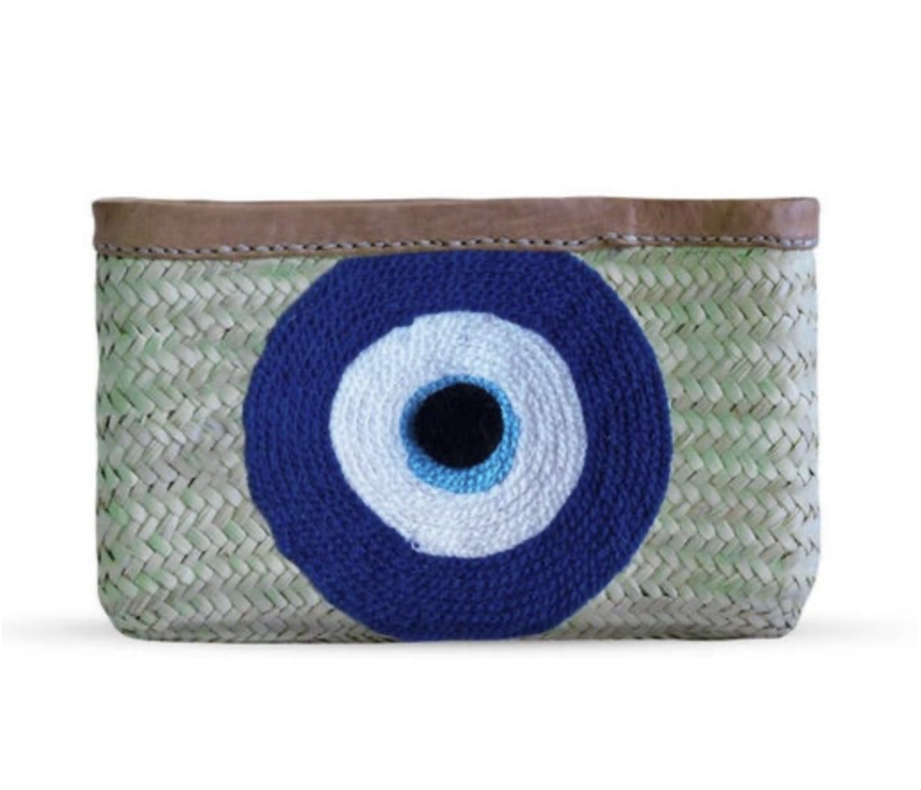 Cyprus Evil Eye Purse Moroccan Straw Clutch