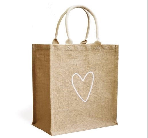 Handmade Jute Large Tote - Love Bag