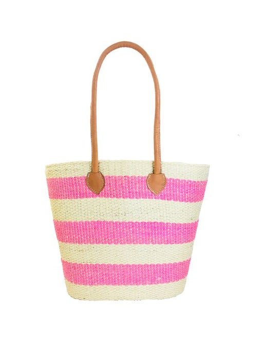 Hermosa Straw Basket Pink Stripe Bag
