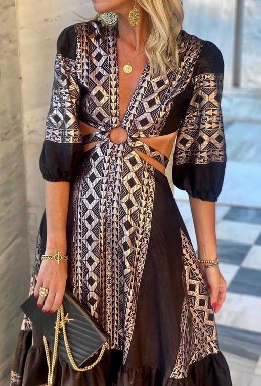 black and rose gold maxi dress Baltic Born Womens Muse Sequin Maxi Dress | Black + Rose